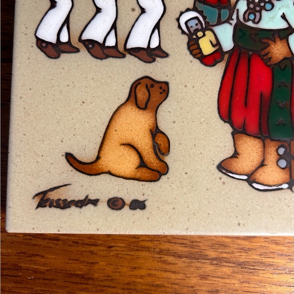 Cleo Teissedre (1930-2020) Colourful, Hand painted Ceramic Tile/Wall Art/Trivet - Picture 4 of 8